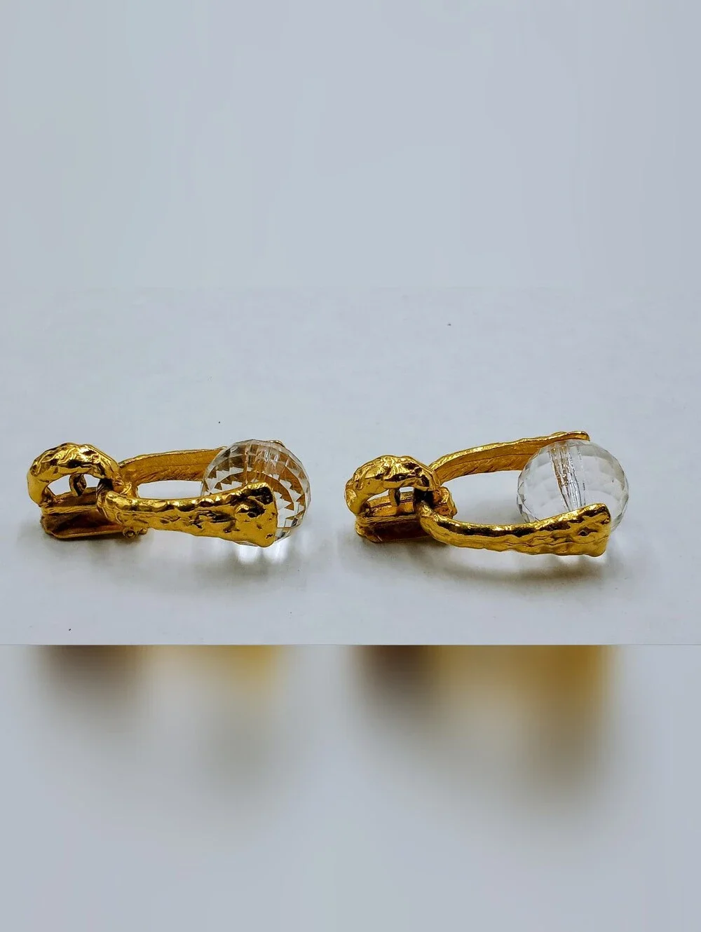 RAREST! 80's Kenneth Jay Lane "Nugget" Gold Lucite Large Clip Earrings EXCELLENT - Picture 6 of 6